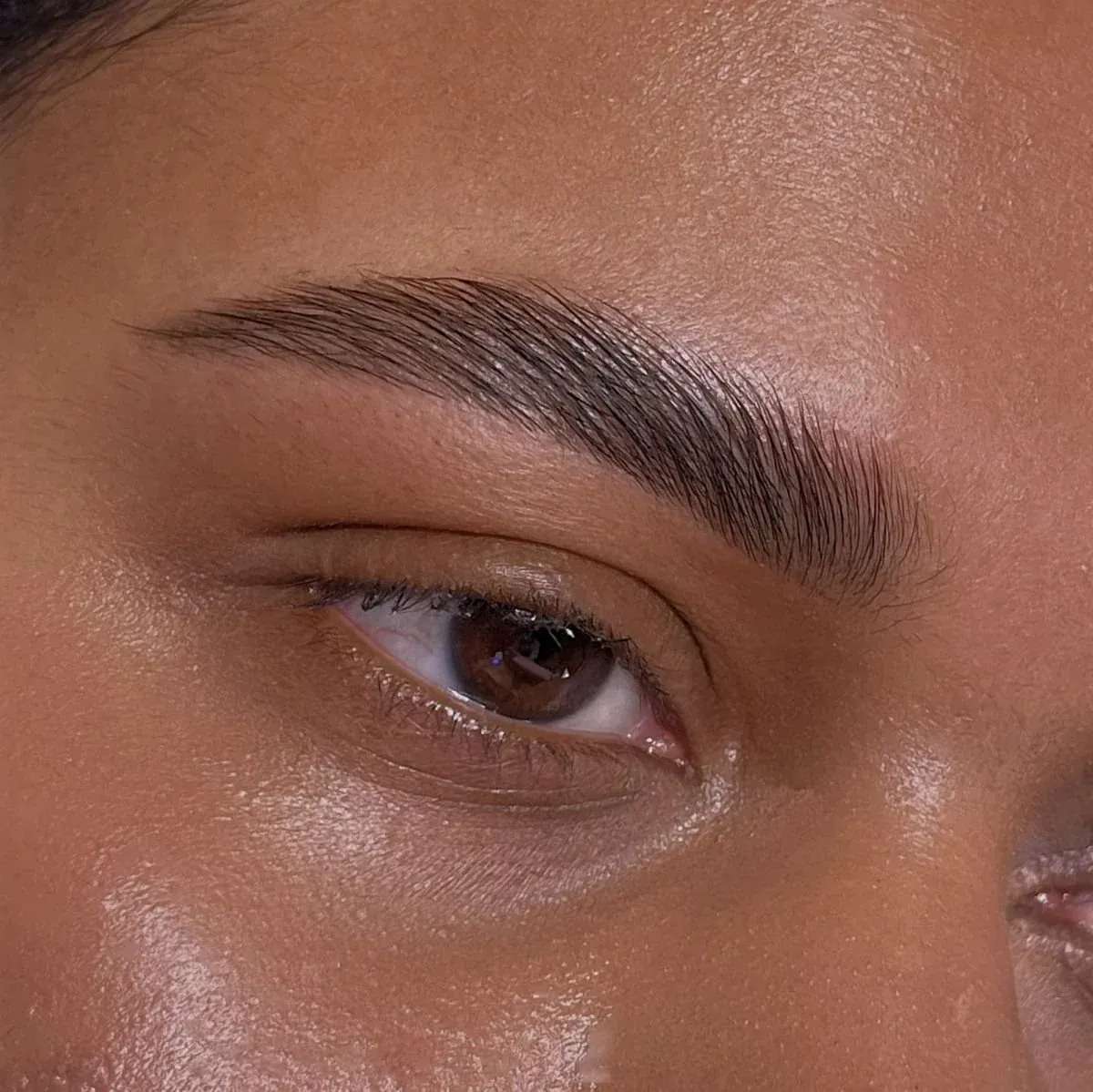 Fuller, brushed-up brows after a brow lamination